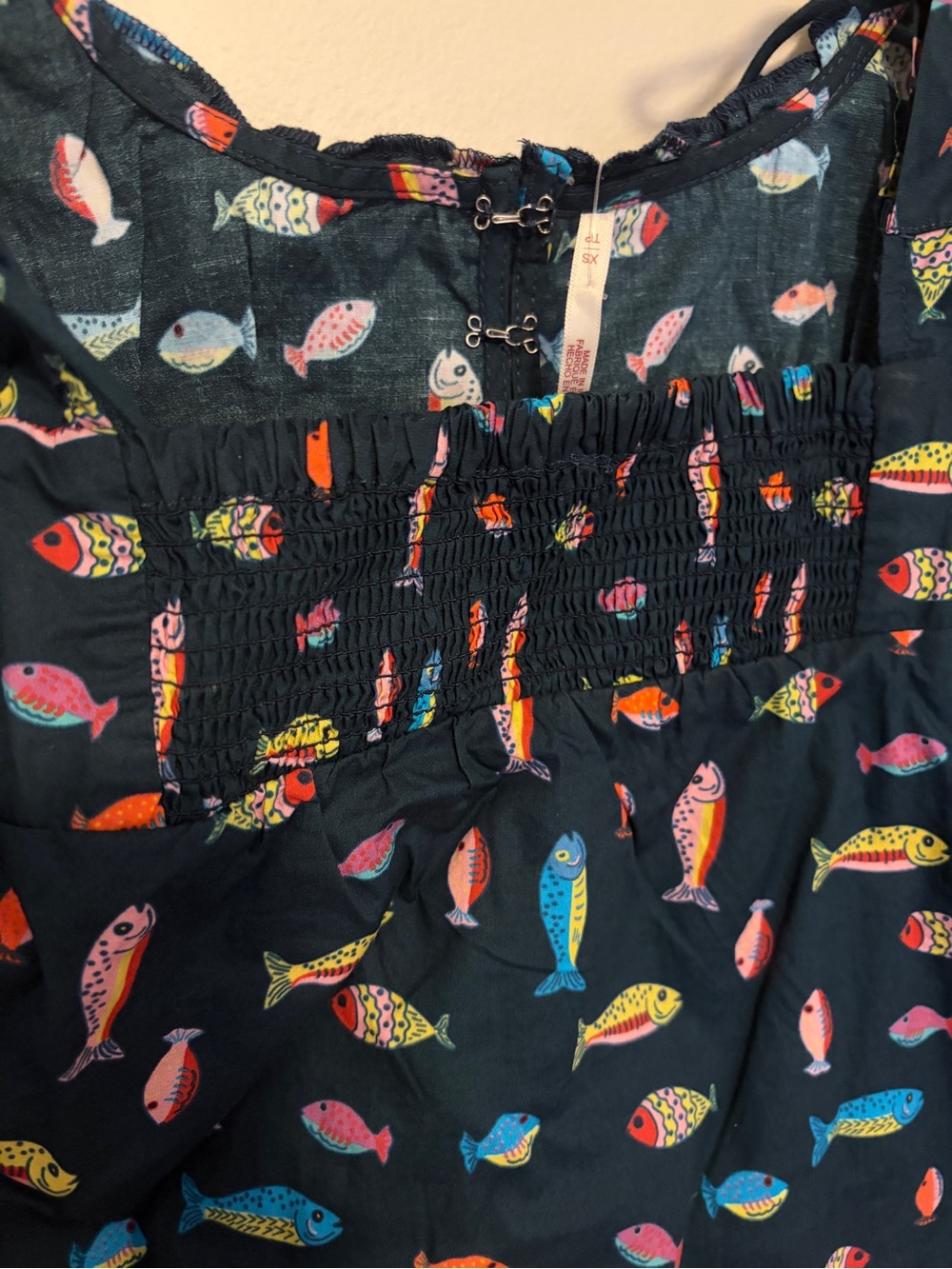 Free People Ellia Navy Fish-Print Ruffle Skirt Set - Picture 8 of 8